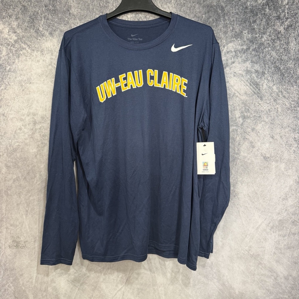 Nike UW Eau Claire Dri-FIT Long Sleeve Shirt Men's XL Navy Blue NWT College
